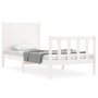 Estructura de cama individual con cabecero madera maciza blanco de , Camas y somieres - Ref: Foro24-3192712, Precio: 132,46 €...
