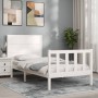 Estructura de cama individual con cabecero madera maciza blanco de , Camas y somieres - Ref: Foro24-3192712, Precio: 132,46 €...
