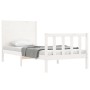 Estructura de cama individual con cabecero madera maciza blanco de , Camas y somieres - Ref: Foro24-3192712, Precio: 132,46 €...