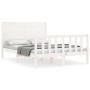 Estructura cama de matrimonio con cabecero madera maciza blanco de , Camas y somieres - Ref: Foro24-3192727, Precio: 198,14 €...