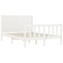 Estructura cama de matrimonio con cabecero madera maciza blanco de , Camas y somieres - Ref: Foro24-3192727, Precio: 198,14 €...