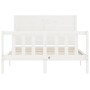 Estructura cama de matrimonio con cabecero madera maciza blanco de , Camas y somieres - Ref: Foro24-3192727, Precio: 198,14 €...