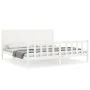 Double bed frame with white solid wood headboard by , Beds and slatted bases - Ref: Foro24-3192767, Price: 222,17 €, Discount: %