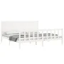 Double bed frame with white solid wood headboard by , Beds and slatted bases - Ref: Foro24-3192767, Price: 222,17 €, Discount: %