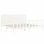 Double bed frame with white solid wood headboard by , Beds and slatted bases - Ref: Foro24-3192767, Price: 222,17 €, Discount: %
