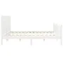 Double bed frame with white solid wood headboard by , Beds and slatted bases - Ref: Foro24-3192767, Price: 222,17 €, Discount: %