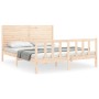 Estructura de cama de matrimonio con cabecero madera maciza de , Camas y somieres - Ref: Foro24-3193211, Precio: 189,62 €, De...