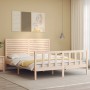 Estructura de cama de matrimonio con cabecero madera maciza de , Camas y somieres - Ref: Foro24-3193211, Precio: 189,62 €, De...