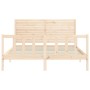 Estructura de cama de matrimonio con cabecero madera maciza de , Camas y somieres - Ref: Foro24-3193211, Precio: 189,62 €, De...