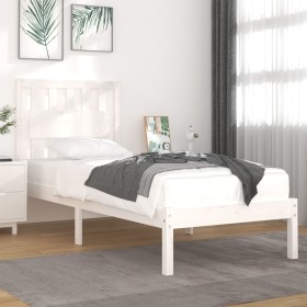 Estructura de cama madera maciza de pino blanca 100x200 cm de , Camas y somieres - Ref: Foro24-3103924, Precio: 107,50 €, Des...