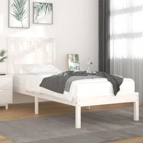 Estructura de cama madera maciza de pino blanca 100x200 cm de , Camas y somieres - Ref: Foro24-3103924, Precio: 106,19 €, Des...