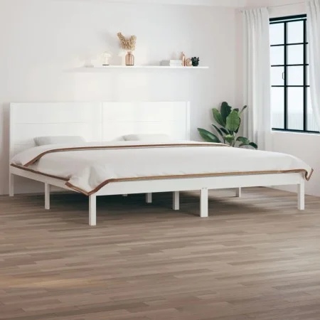 White solid wood bed frame Supe King 180x200 cm by , Beds and slatted bases - Ref: Foro24-3104169, Price: 203,55 €, Discount: %