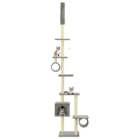 Rascador para gatos con poste rascador de sisal 260 cm gris de vidaXL, Mobiliario para gatos - Ref: Foro24-170532, Precio: 86...