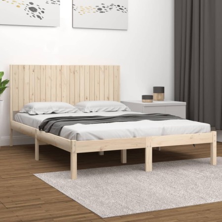 Estructura de cama de madera maciza de pino 200x200 cm de , Camas y somieres - Ref: Foro24-3104433, Precio: 168,46 €, Descuen...
