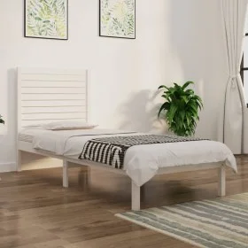 Estructura de cama madera maciza individual blanco 75x190 cm de , Camas y somieres - Ref: Foro24-3104569, Precio: 107,79 €, D...