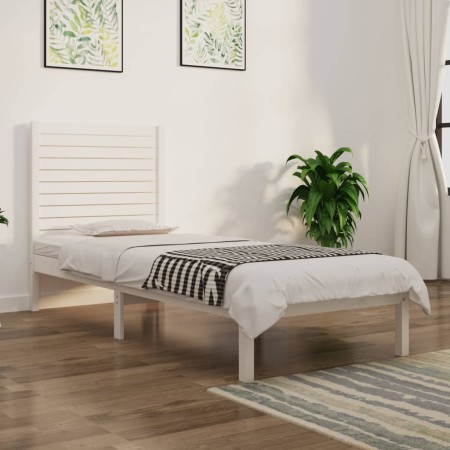Estructura de cama madera maciza individual blanco 75x190 cm de , Camas y somieres - Ref: Foro24-3104569, Precio: 109,32 €, D...