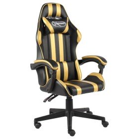 Silla gaming de cuero sintético negro y dorado en Sillas de oficina | Comprar online en Foru.es