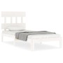 Estructura de cama con cabecero madera maciza blanco de , Camas y somieres - Ref: Foro24-3193562, Precio: 104,99 €, Descuento: %