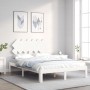 Estructura cama de matrimonio con cabecero madera maciza blanco de , Camas y somieres - Ref: Foro24-3193702, Precio: 138,01 €...