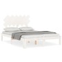 Estructura cama de matrimonio con cabecero madera maciza blanco de , Camas y somieres - Ref: Foro24-3193702, Precio: 138,01 €...