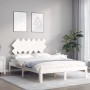 Estructura cama de matrimonio con cabecero madera maciza blanco de , Camas y somieres - Ref: Foro24-3193702, Precio: 138,01 €...