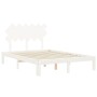 Estructura cama de matrimonio con cabecero madera maciza blanco de , Camas y somieres - Ref: Foro24-3193702, Precio: 138,01 €...