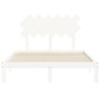 Estructura cama de matrimonio con cabecero madera maciza blanco de , Camas y somieres - Ref: Foro24-3193702, Precio: 138,01 €...