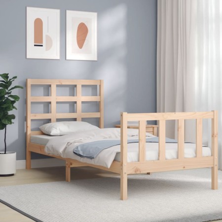 Estructura de cama individual con cabecero madera maciza de , Camas y somieres - Ref: Foro24-3192061, Precio: 88,63 €, Descue...