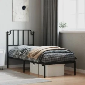 Estructura de cama con cabecero metal negro 80x200 cm de , Camas y somieres - Ref: Foro24-373878, Precio: 67,88 €, Descuento: %