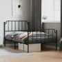 Bed frame with headboard and black metal footboard 107x203cm by , Beds and slatted bases - Ref: Foro24-373901, Price: 80,42 €...
