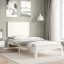 Estructura de cama con cabecero madera maciza blanco de , Camas y somieres - Ref: Foro24-3193627, Precio: 119,34 €, Descuento: %