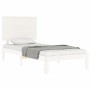 Estructura de cama con cabecero madera maciza blanco de , Camas y somieres - Ref: Foro24-3193627, Precio: 119,34 €, Descuento: %
