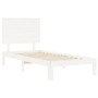 Estructura de cama con cabecero madera maciza blanco de , Camas y somieres - Ref: Foro24-3193627, Precio: 119,34 €, Descuento: %