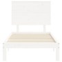 Estructura de cama con cabecero madera maciza blanco de , Camas y somieres - Ref: Foro24-3193627, Precio: 119,34 €, Descuento: %