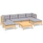 Juego de muebles de jardín 7 pzas y cojines madera pino gris de , Conjuntos de jardín - Ref: Foro24-3097084, Precio: 501,51 €...