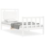 Estructura de cama individual con cabecero madera maciza blanco de , Camas y somieres - Ref: Foro24-3192127, Precio: 121,05 €...
