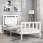 Estructura de cama individual con cabecero madera maciza blanco de , Camas y somieres - Ref: Foro24-3192127, Precio: 121,05 €...