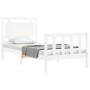 Estructura de cama individual con cabecero madera maciza blanco de , Camas y somieres - Ref: Foro24-3192127, Precio: 121,05 €...