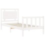 Estructura de cama individual con cabecero madera maciza blanco de , Camas y somieres - Ref: Foro24-3192127, Precio: 121,05 €...