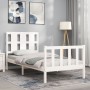 Estructura de cama individual con cabecero madera maciza blanco de , Camas y somieres - Ref: Foro24-3192192, Precio: 106,52 €...