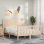 Estructura de cama de matrimonio con cabecero madera maciza de , Camas y somieres - Ref: Foro24-3192726, Precio: 172,59 €, De...