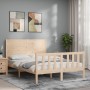 Estructura de cama de matrimonio con cabecero madera maciza de , Camas y somieres - Ref: Foro24-3192726, Precio: 172,59 €, De...