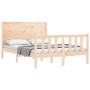 Estructura de cama de matrimonio con cabecero madera maciza de , Camas y somieres - Ref: Foro24-3192726, Precio: 172,59 €, De...