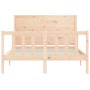 Estructura de cama de matrimonio con cabecero madera maciza de , Camas y somieres - Ref: Foro24-3192726, Precio: 172,59 €, De...