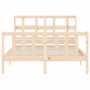 Estructura de cama de matrimonio con cabecero madera maciza de , Camas y somieres - Ref: Foro24-3192986, Precio: 152,19 €, De...