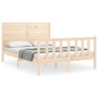 Estructura de cama con cabecero madera maciza 140x200 cm de , Camas y somieres - Ref: Foro24-3193206, Precio: 161,16 €, Descu...
