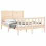 Estructura de cama con cabecero madera maciza 140x200 cm de , Camas y somieres - Ref: Foro24-3193206, Precio: 161,16 €, Descu...