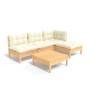 Muebles de jardín 5 piezas cojines madera de pino crema de , Conjuntos de jardín - Ref: Foro24-3096304, Precio: 411,22 €, Des...
