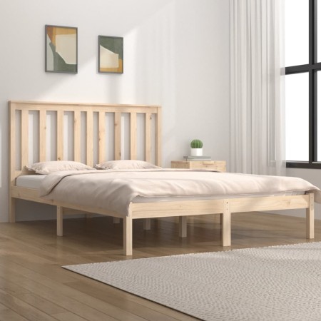 Estructura de cama madera maciza de pino 150x200 cm de , Camas y somieres - Ref: Foro24-3103848, Precio: 135,99 €, Descuento: %