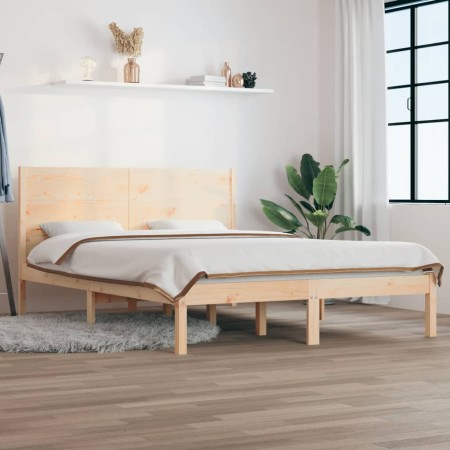 Estructura de cama de matrimonio madera maciza 135x190 cm de , Camas y somieres - Ref: Foro24-3104128, Precio: 171,63 €, Desc...
